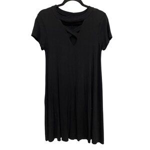 RED By BKE Dress Criss Cross Neck T Shirt Dress Size Small Black Minimalist Chic